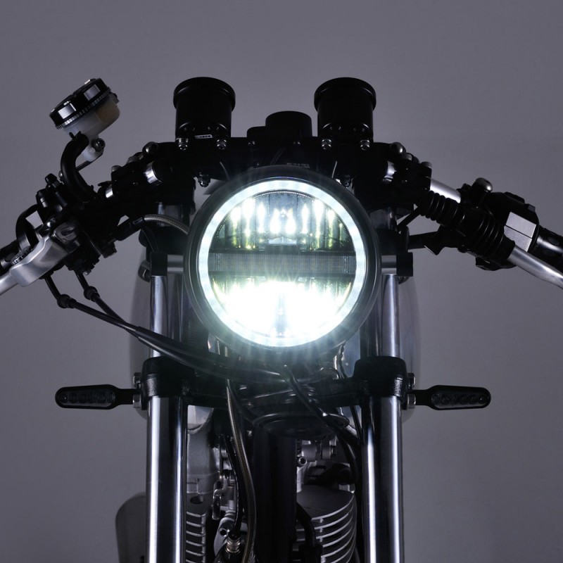 NOUVELLE VERSION Phare full LED moto Café racer avec clignotants